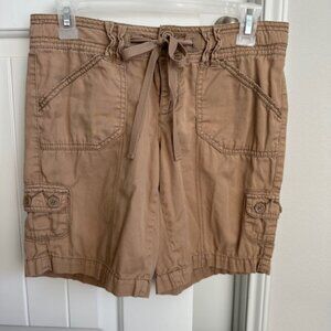 TWO pairs of khaki carpenter-style shorts